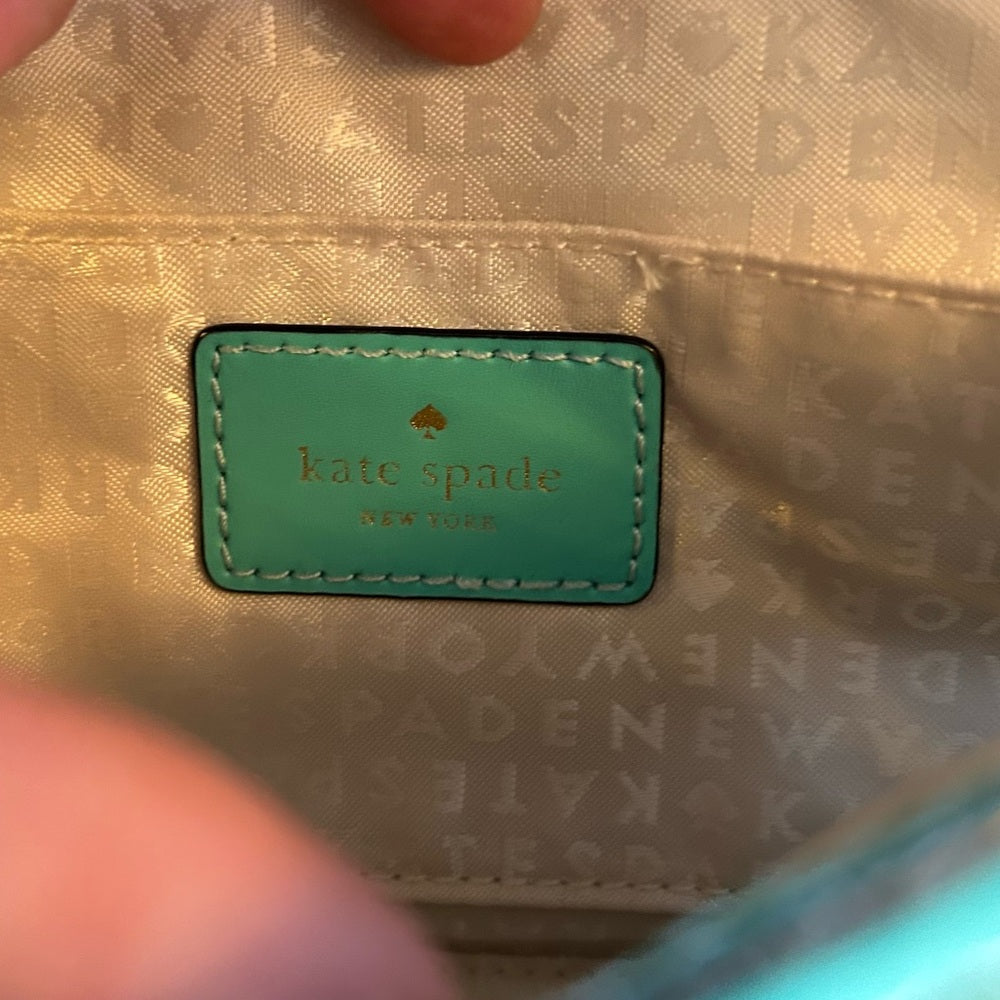 Kate Spade Montford Park Leather Keira Clutch, Giverny Blue, 9.5” x 5”x 1”