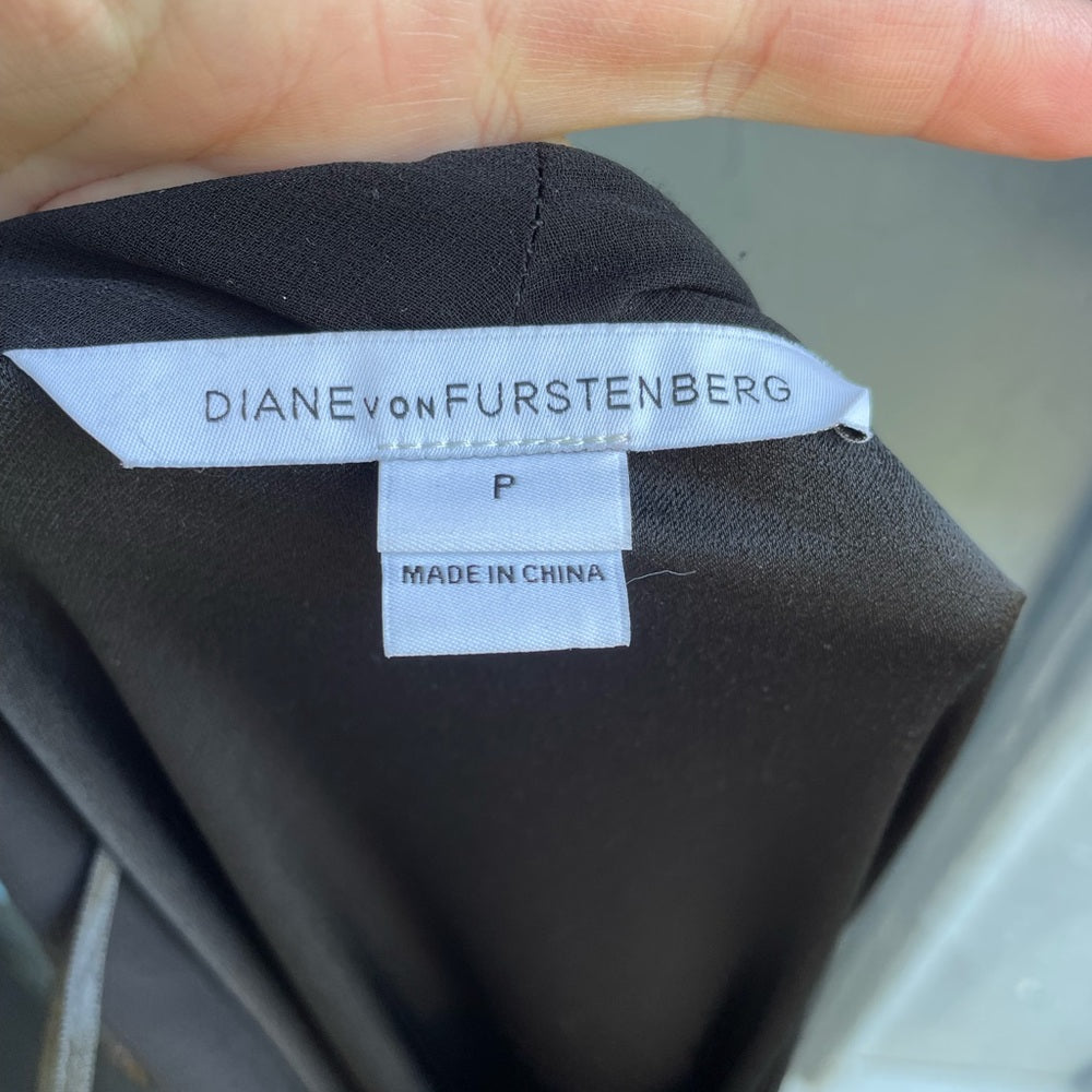 Diane Von Furstenberg Minimalist Madera Black Crepe Dress, size “P” Small