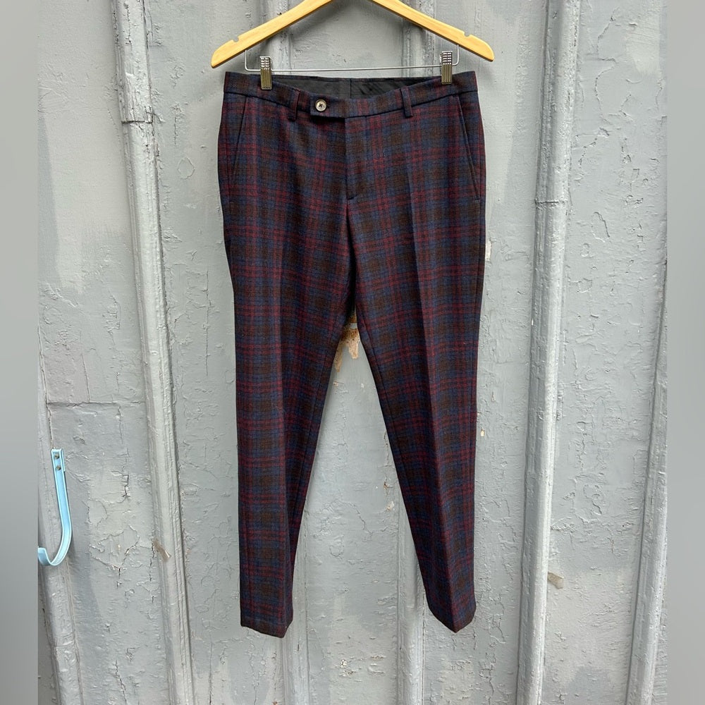 Sand Copenhagen plaid wool blend pants, size 46 (US 6/8)