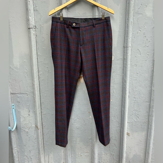 Sand Copenhagen plaid wool blend pants, size 46 (US 6/8)