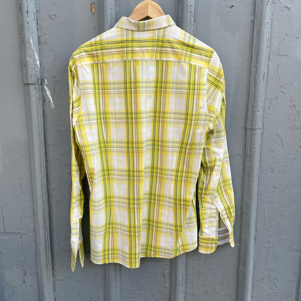 Ted Baker Yellow plaid “parag” Buttondown, size Ted 3 (Medium)