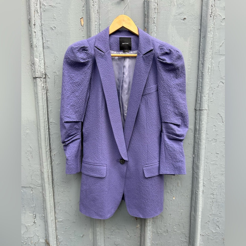 Smythe Texture Scrunch One-Button Blazer, size 2