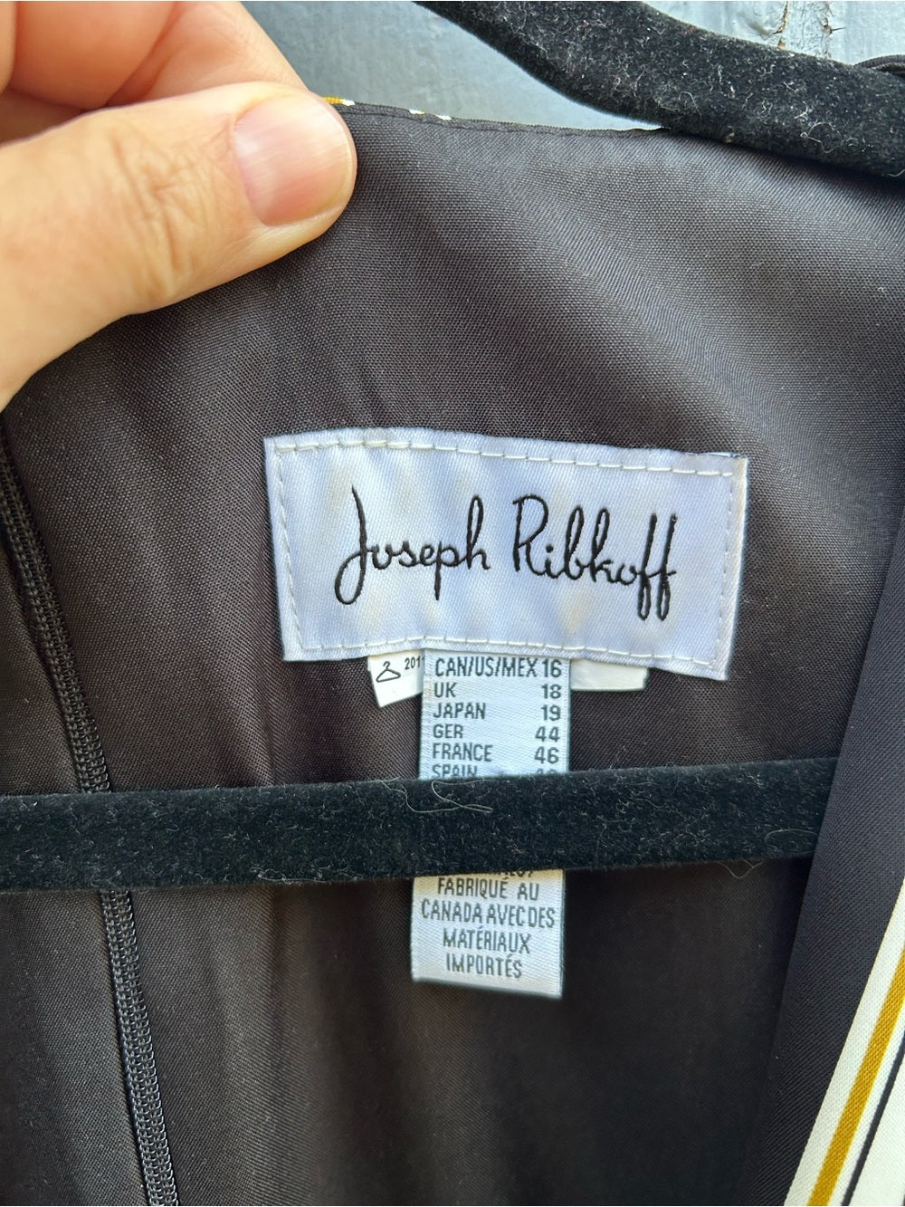 Joseph Ribkoff Black & Gold Stripe Jumpsuit, Size 16
