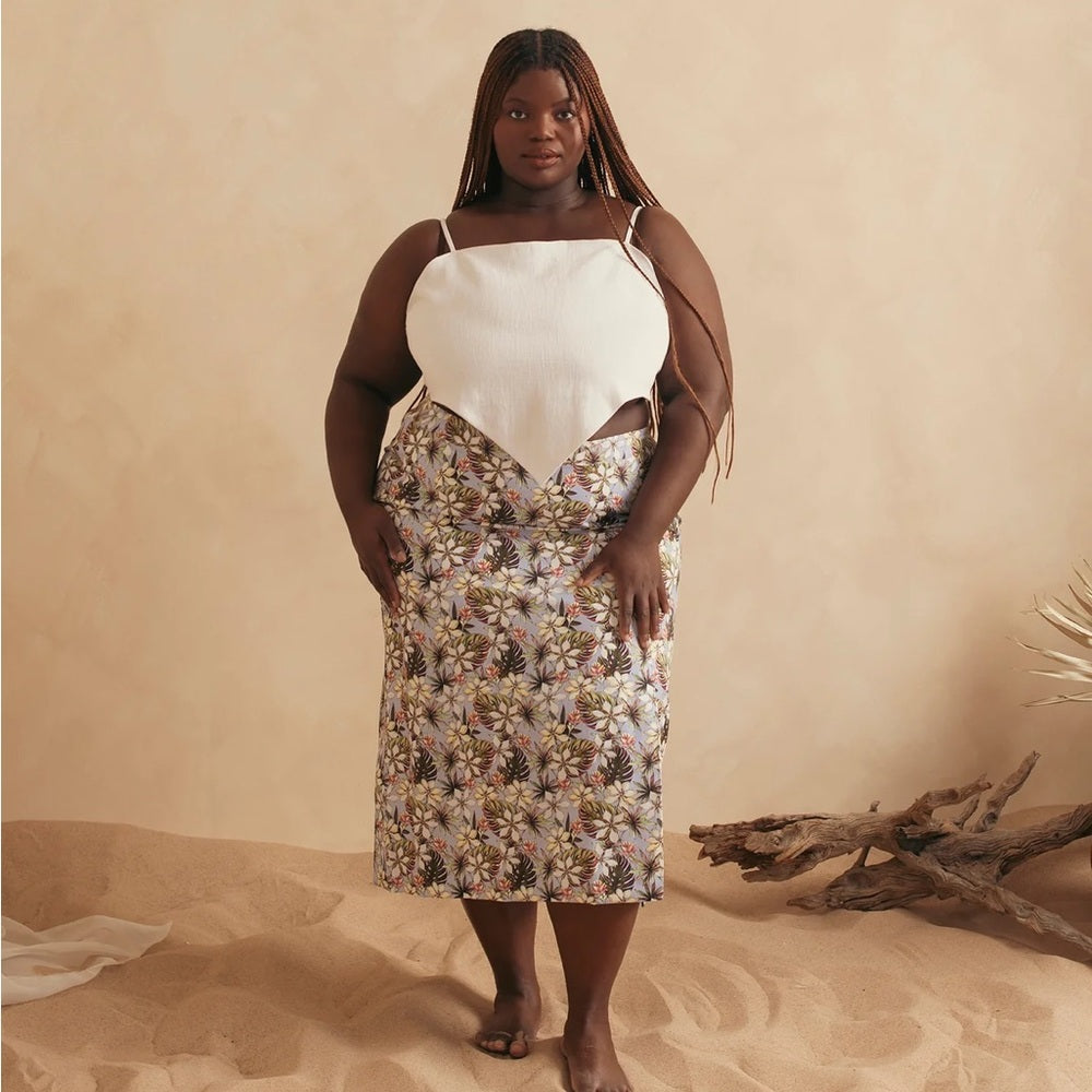 Hilary MacMillan White Linen Blend Handkerchief Tie Tank, BNWT, XL