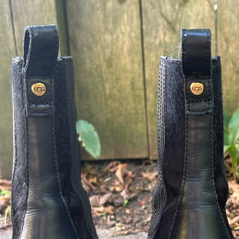 Ugg Camden Cow Hair Heeled Boot, size 12