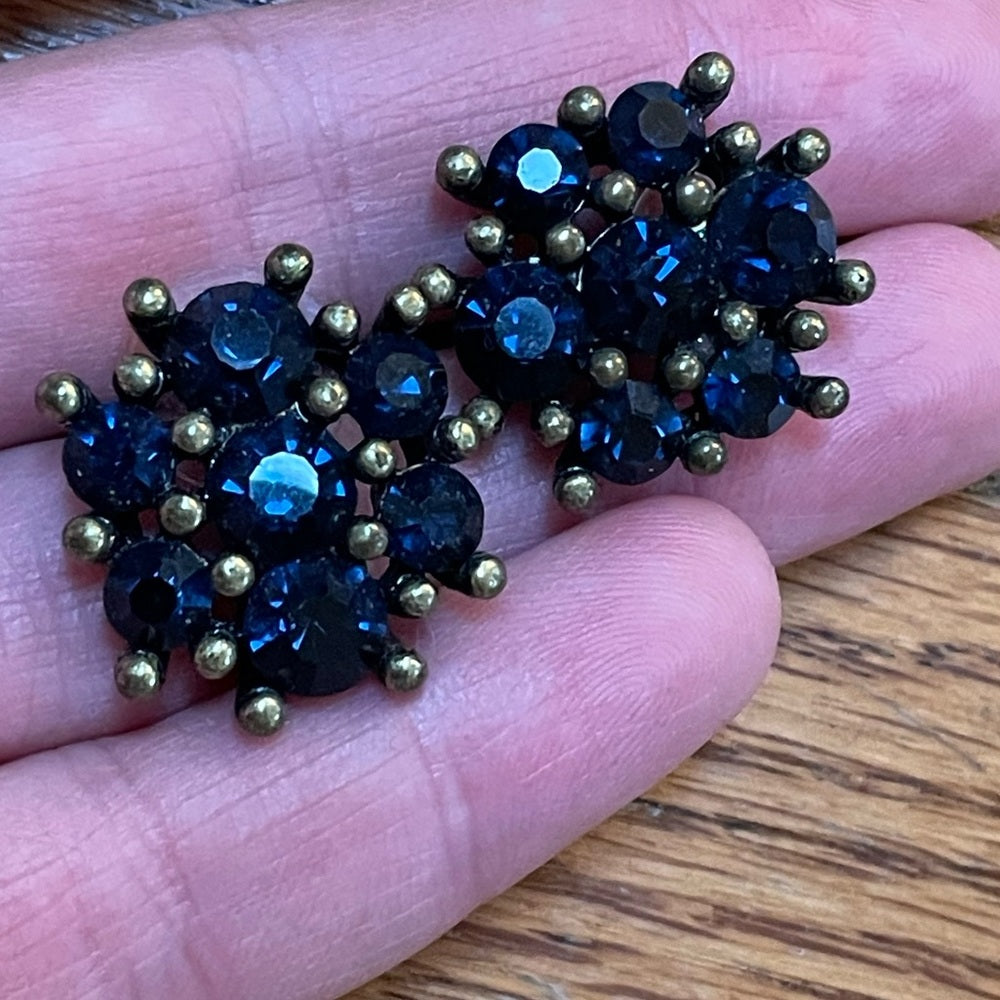 Banana Republic Blue Sparkle Gem Cluster Earrings