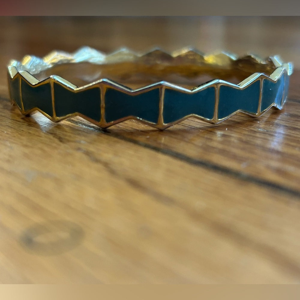 Lanvin Gold Tone Enamel Zig Zag Bracelet