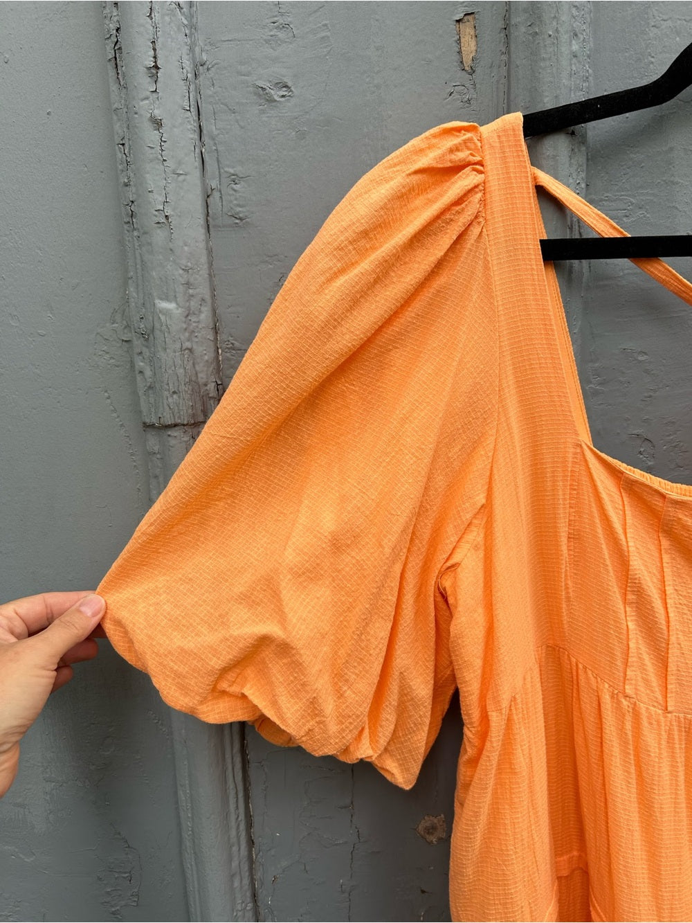 Anthropologie Orange Puff Sleeve tiered Dress, size XL