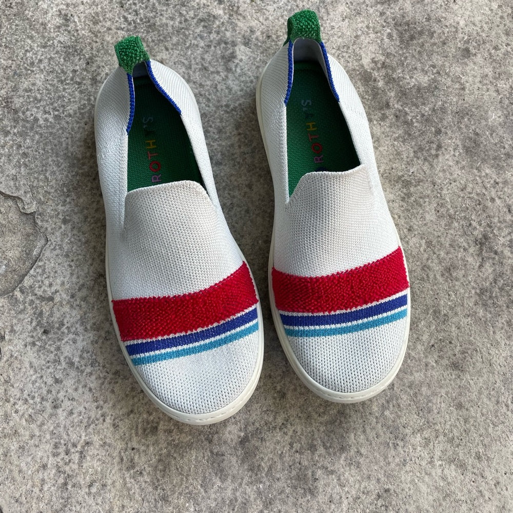 Rothys Lollipop Terry Stripe Kids Slip on Sneaker, size Y3