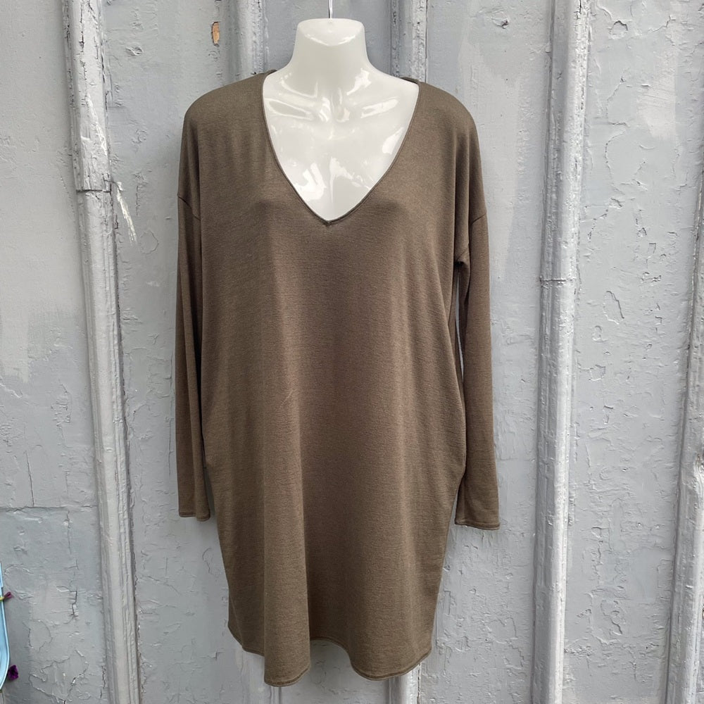 Wilfred Free Gail Khaki Reposa Long Sleeve Knit Dress, Size Small