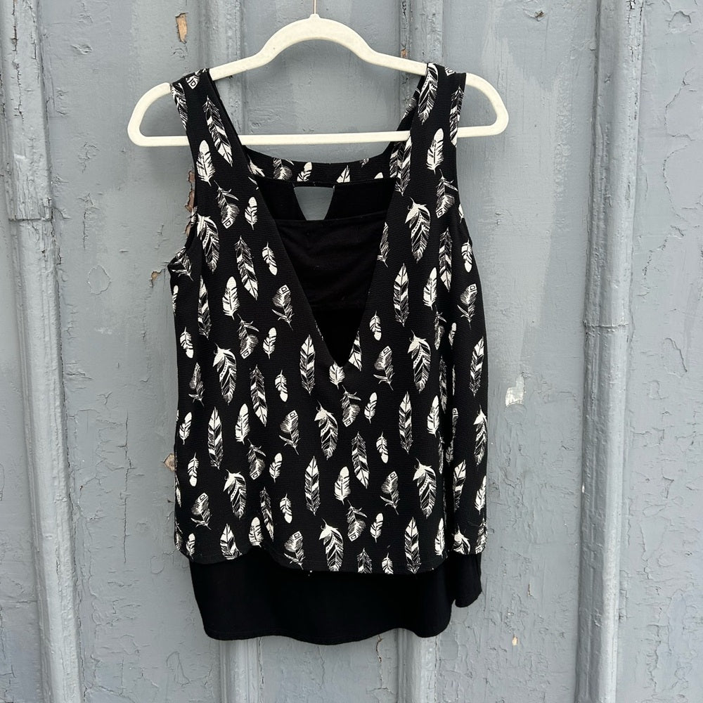 Cherry Bobin black & white feather tank, size S