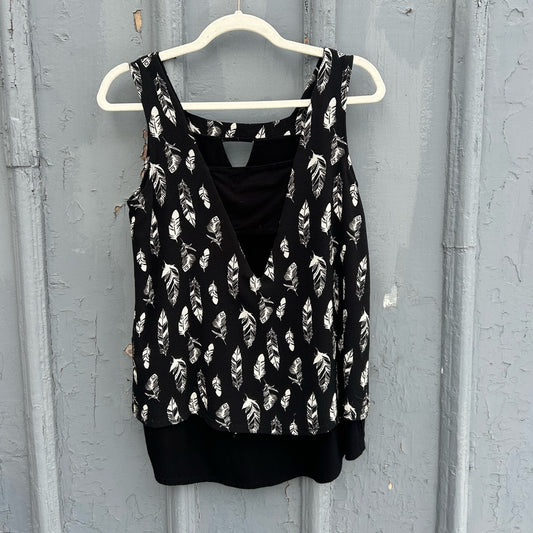 Cherry Bobin black & white feather tank, size S