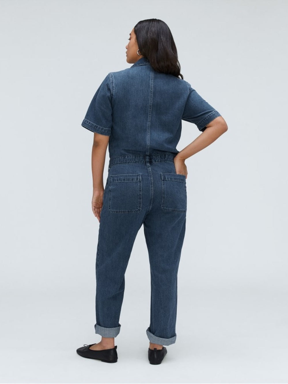 Everlane The Short Sleeve Denim Coverall, size 6