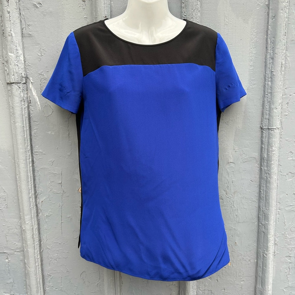 Diane Von Furstenberg Becky Colour Block Silk Blouse, size Small (4)