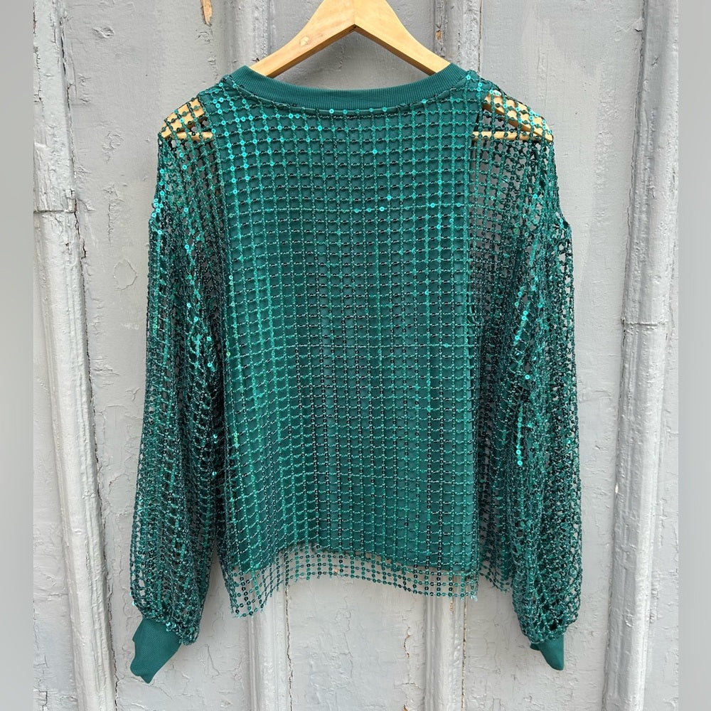 Pilcro Long-Sleeve Sequin Top, Medium