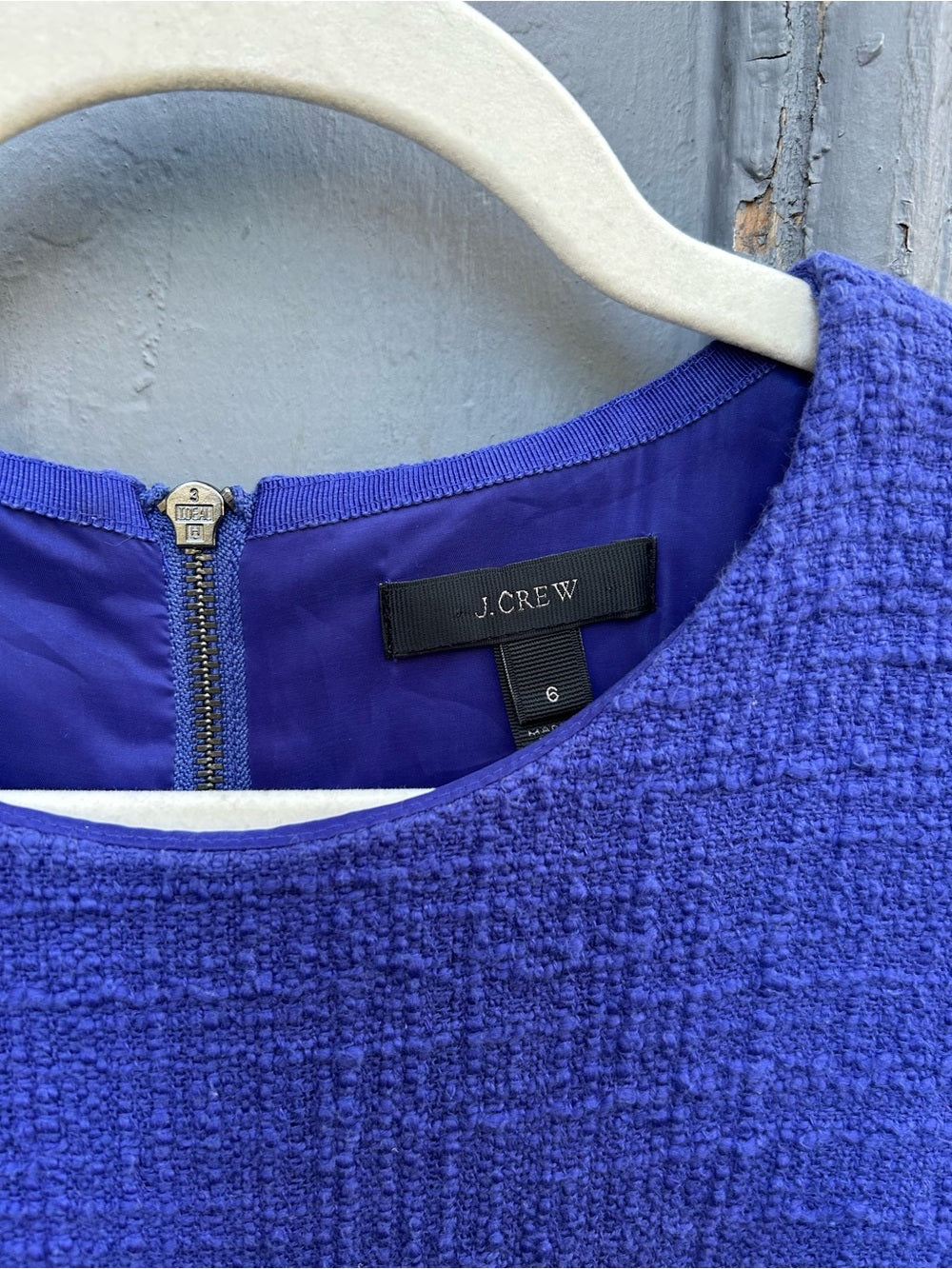 J Crew Periwinkle Tweed Shift Dress, size 6