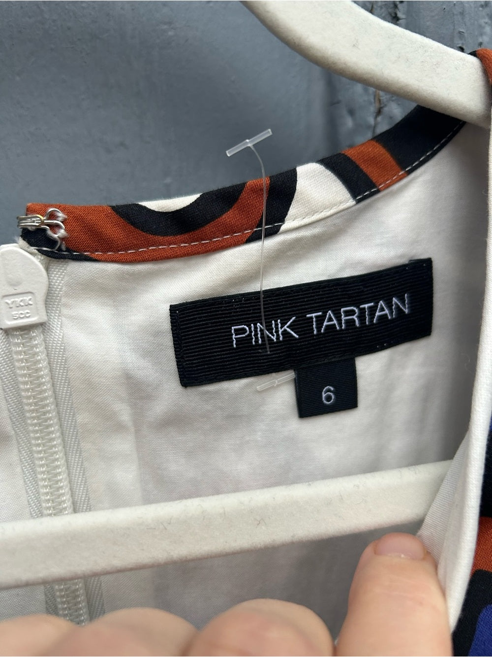 Pink Tartan Vintage Print Drop Waist Dress, Size 6