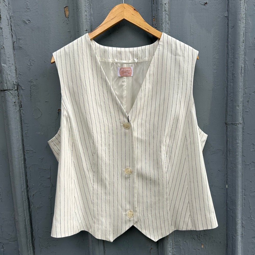 Marina Rinaldi Persona Pin Striped Waist Coat, BNwT, size 16