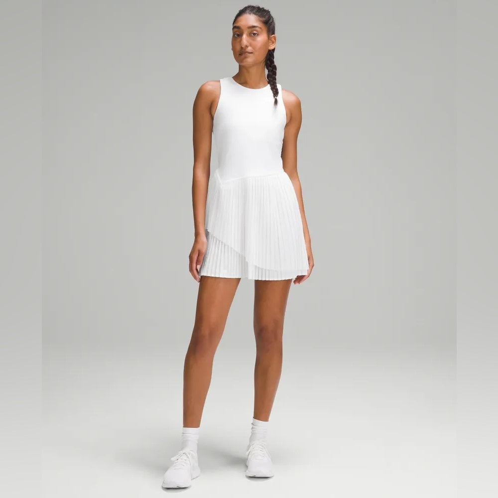 Lululemon Tiered Pleats Tennis Dress In White, size 10