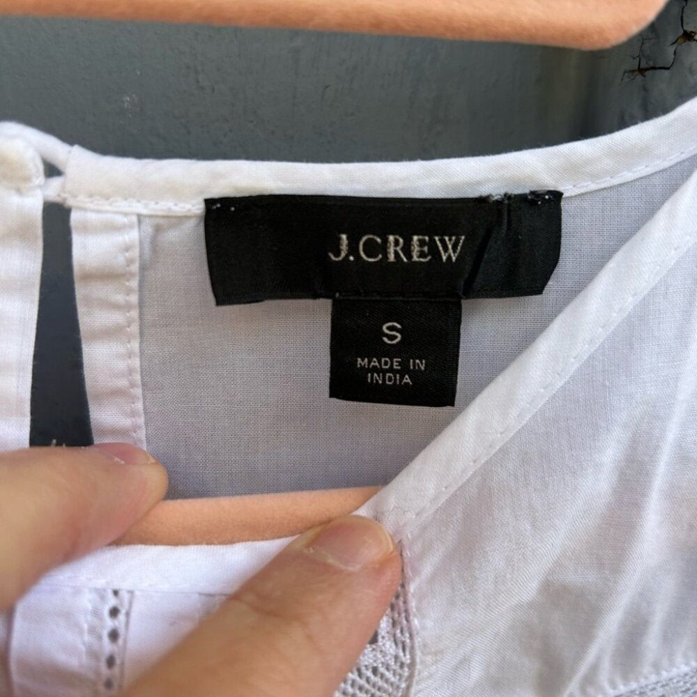 J Crew White Broderie Anglaise Tee, size Small