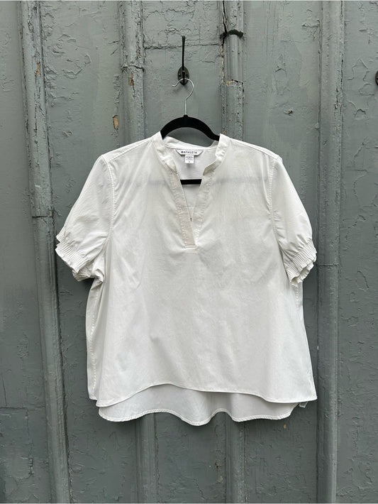 Athleta White Levitate Poplin Tee, size Large