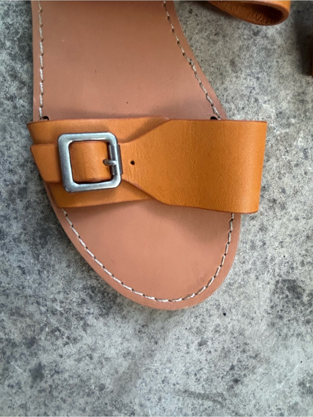 Madewell Taupe Boardwalk Leather Sandals, size 7.5