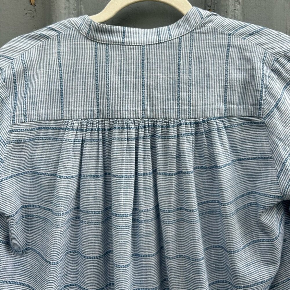 Horses Atelier Blue and white striped Peasant Blouse, size “2” (approx M)