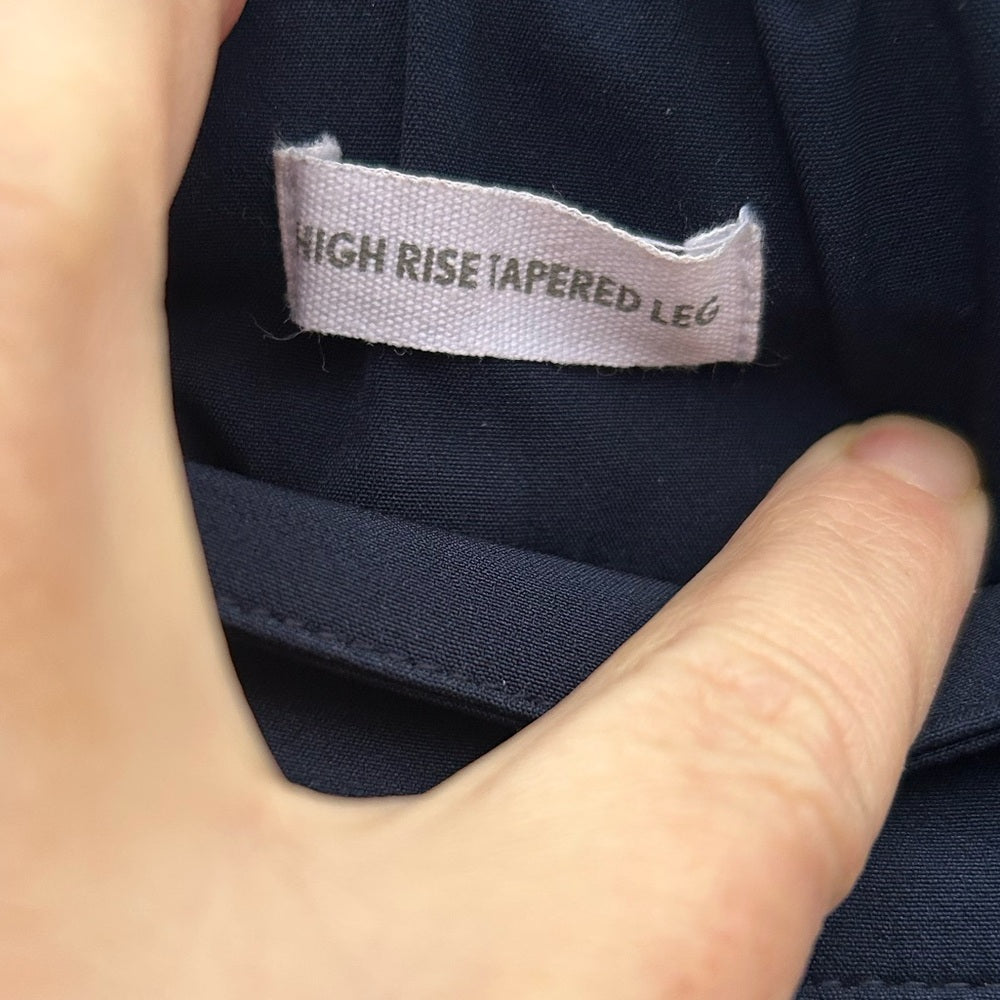 Loft Navy Tie front High Rise Tapered pants, size M