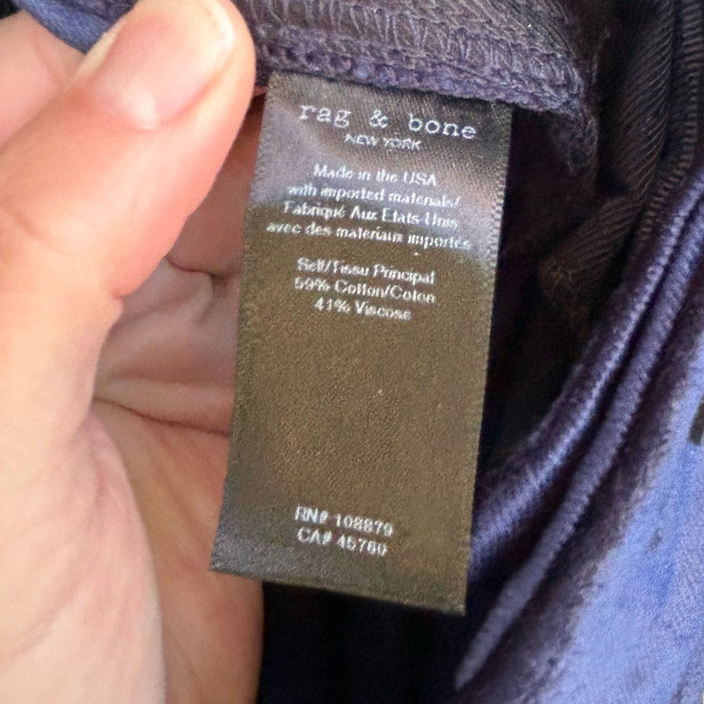 rag & bone navy velvet pants, size 6