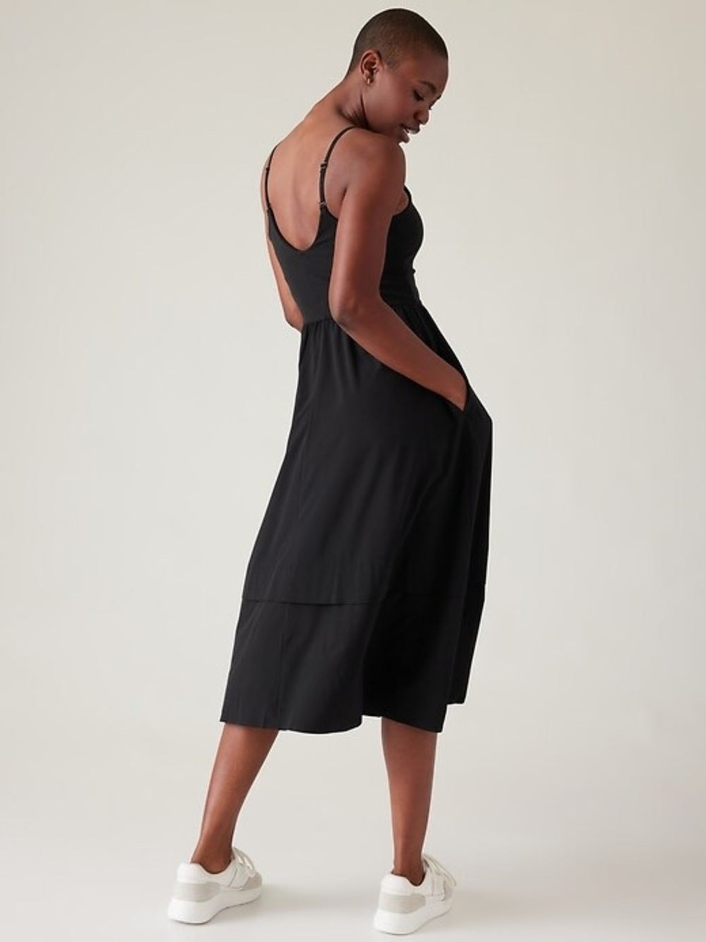 Athleta Black Elation Tiered Dress, Large