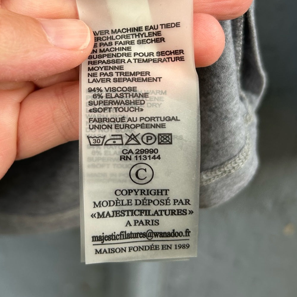 Majestic Filatures Grey Soft Touch long sleeve tee, size 1 (small)