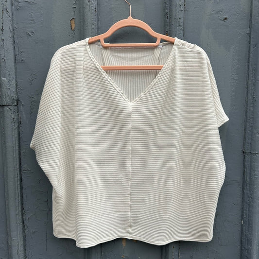 Hackwith Design House White Ribbed Tee, 1/2 (size 1X/2X)
