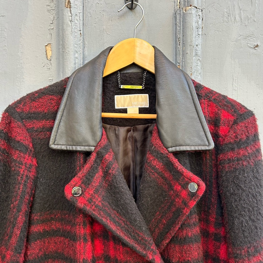 Michael Michael Kors Red Plaid Wool blend Jacket, size XL