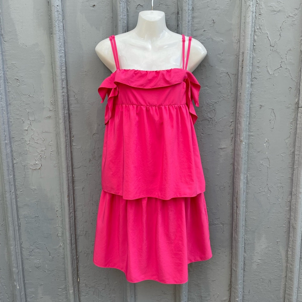 Fiorucci hot pink tiered party dress, size small