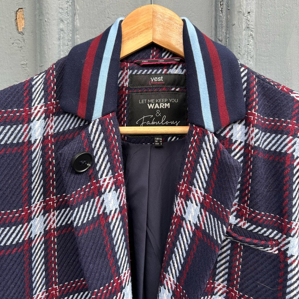 Yest Plaid Overcoat Jacket, size 8