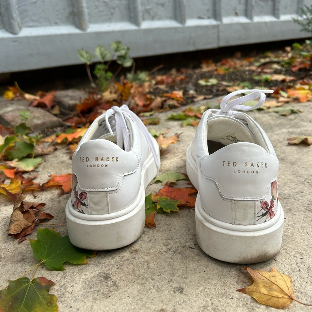 Ted Baker Floral Printed Platform Trainer Sneakers, size 9.5