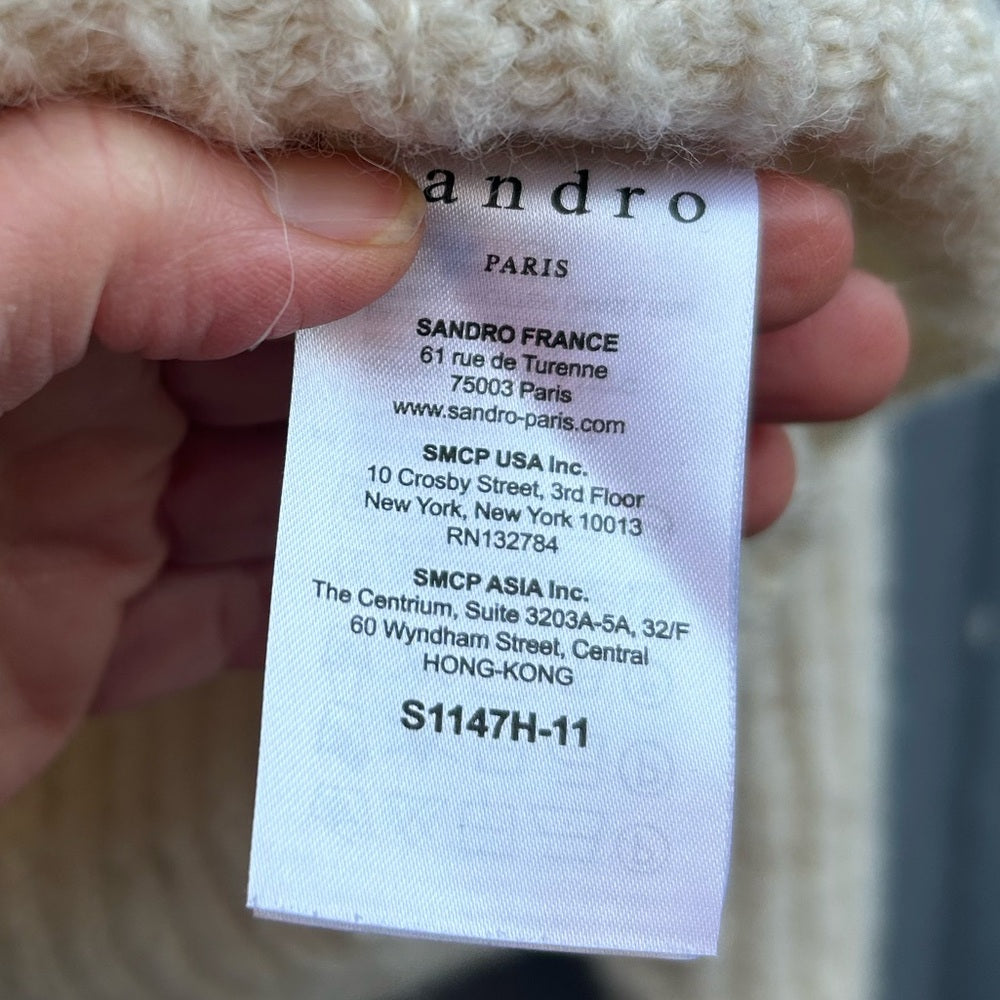 Sandro Paris Cream Alpaca Wool Sweater, size “1” (Small)