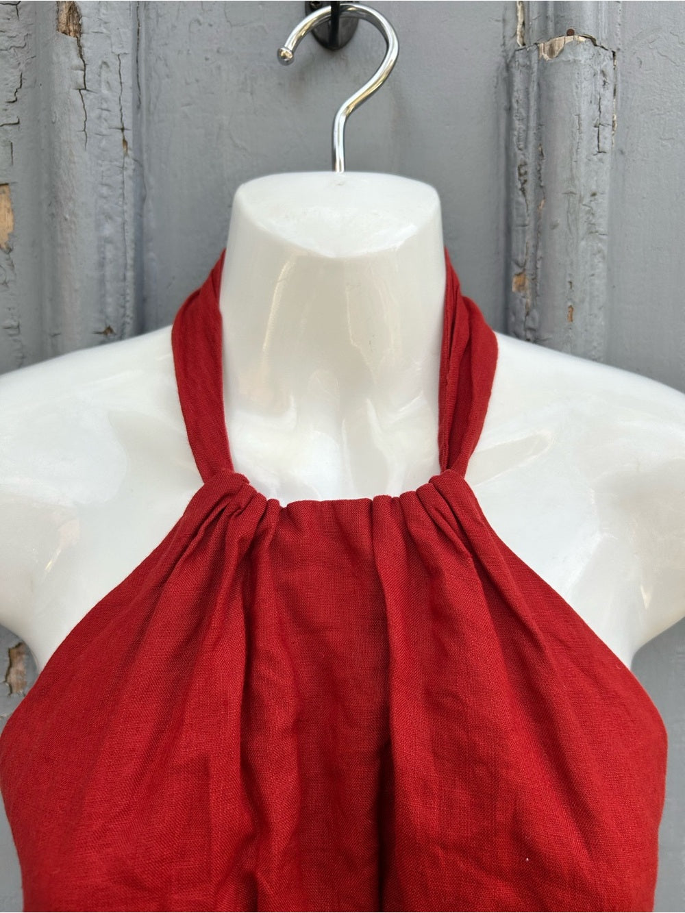 Banana Republic Rust Lisa Linen Halter Dress, size 0
