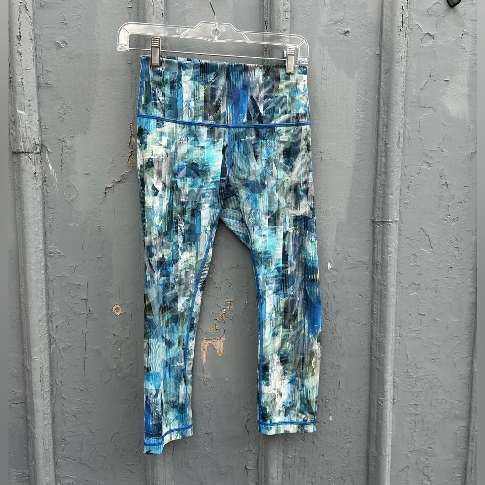 Lululemon Wunder Under Hi-Rise 7/8 Tight 25" Sun Dazed Multi Blue, size 6