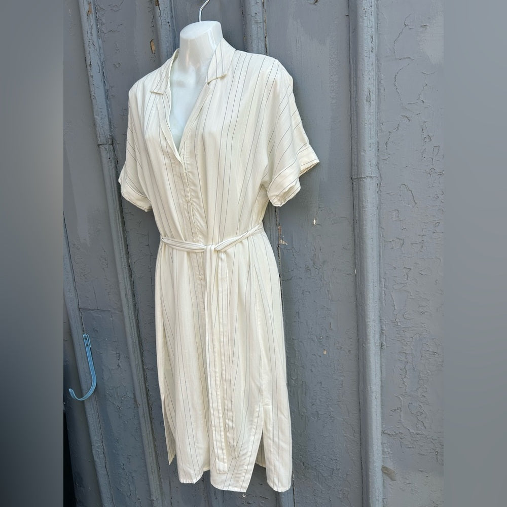 Gentle Fawn belted verticle stripe dress, size M