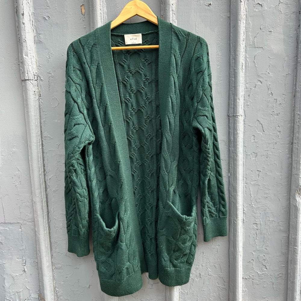 Aritzia Wilfred Forest Green Merino Wool Charlisa Cardigan, Small