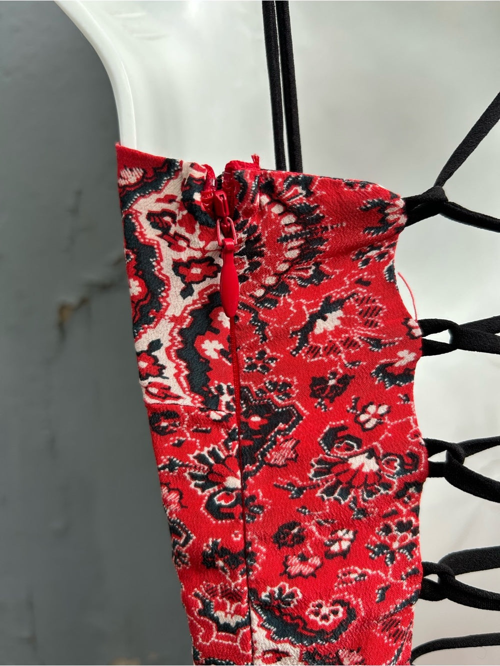 Greylin Red Paisley Silk Maxi dress, size M