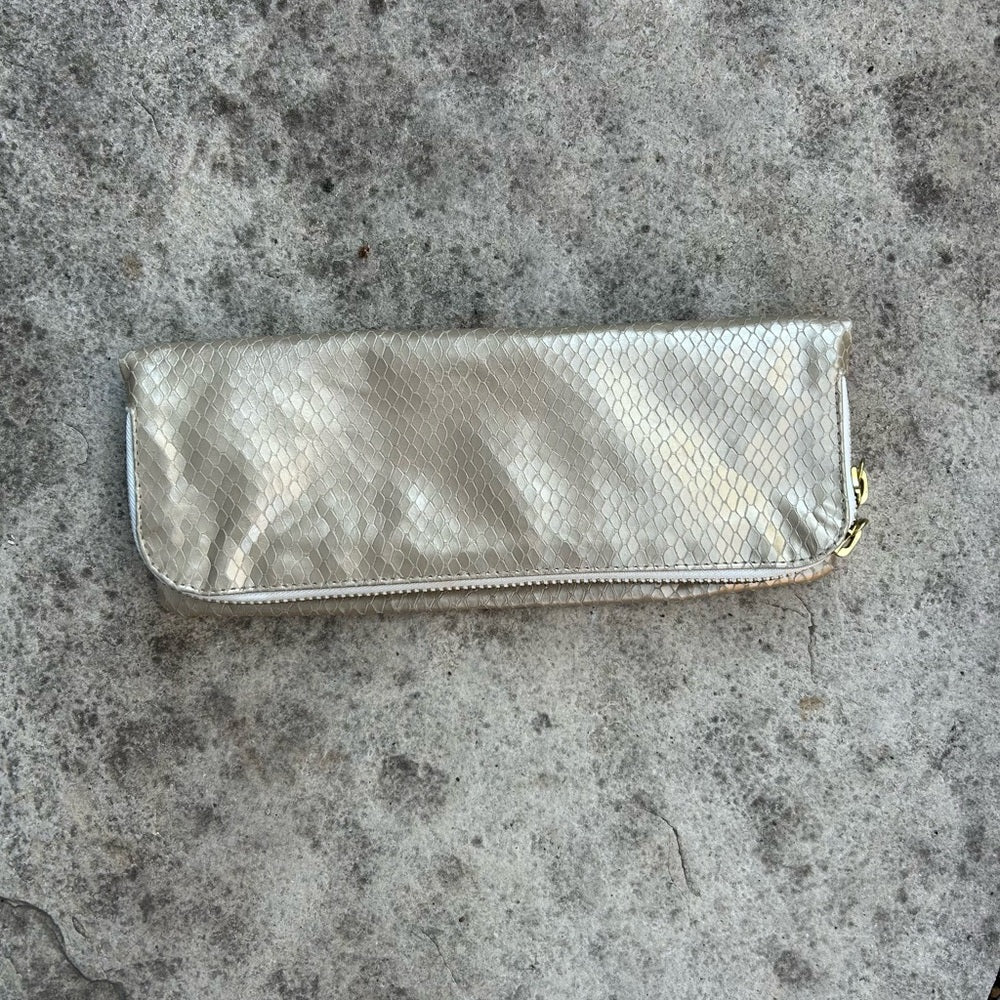 Brunswick & Co Gold Snakeskin Avenue Clutch, 12″ x 9″