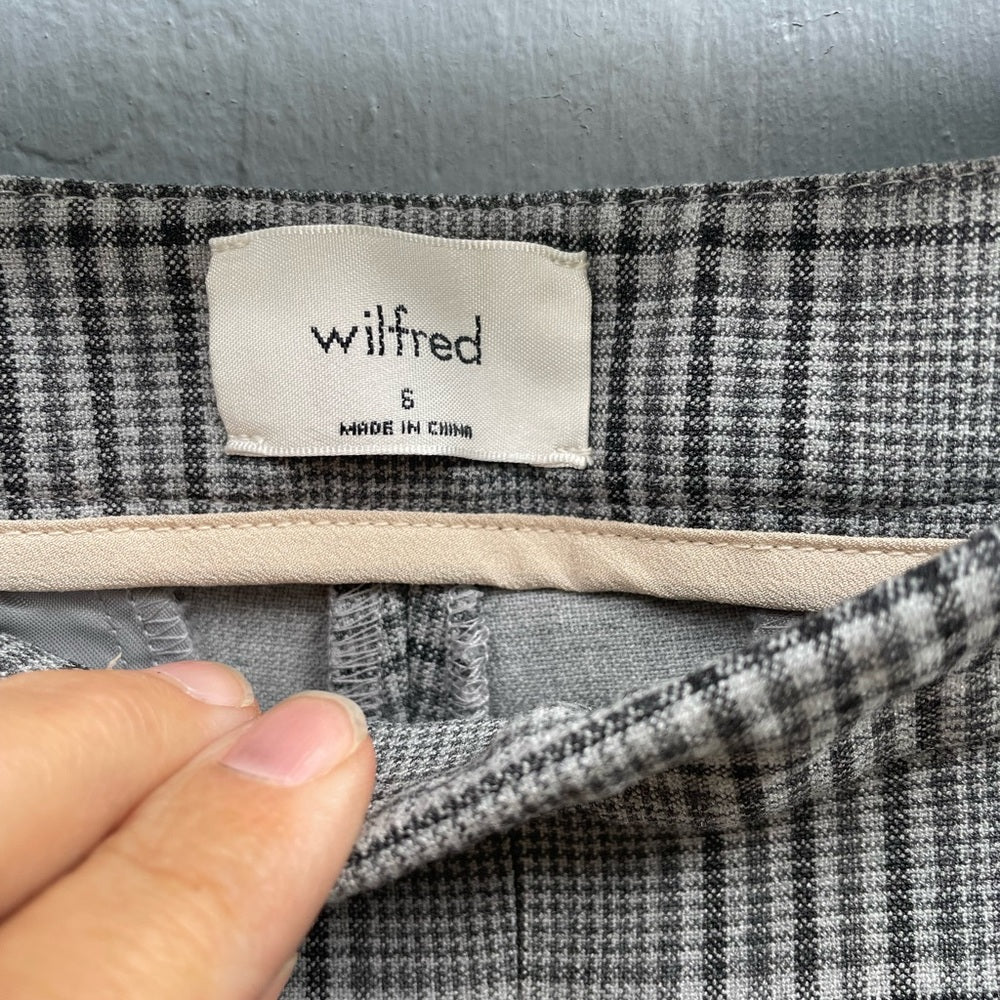 Wilfred Kick Flare Grey Houndstooth Pants, BNWT, size 6 (fits like 2/4)