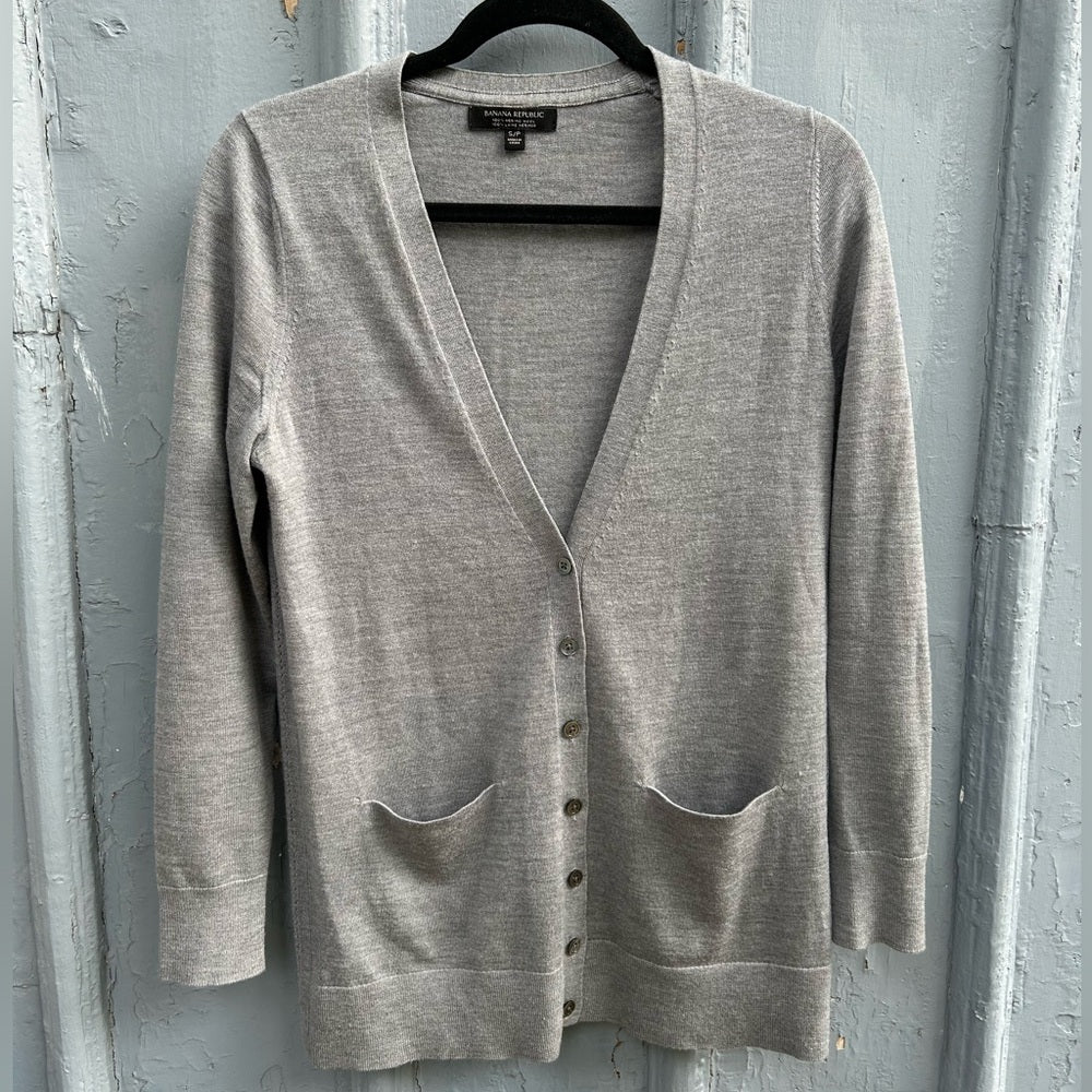 Banana Republic Grey Cardigan Sweater, Small