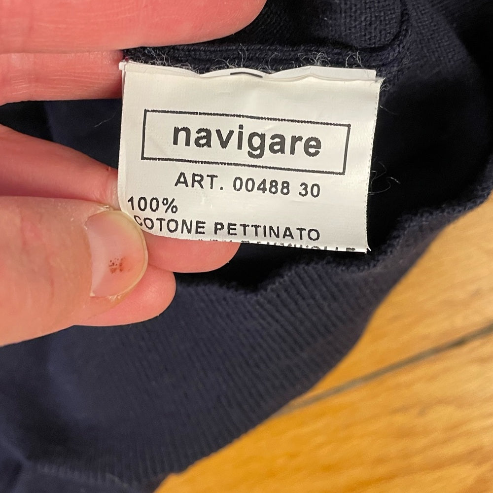 Navigare Cotton blue & white Crew neck sweater, size XL