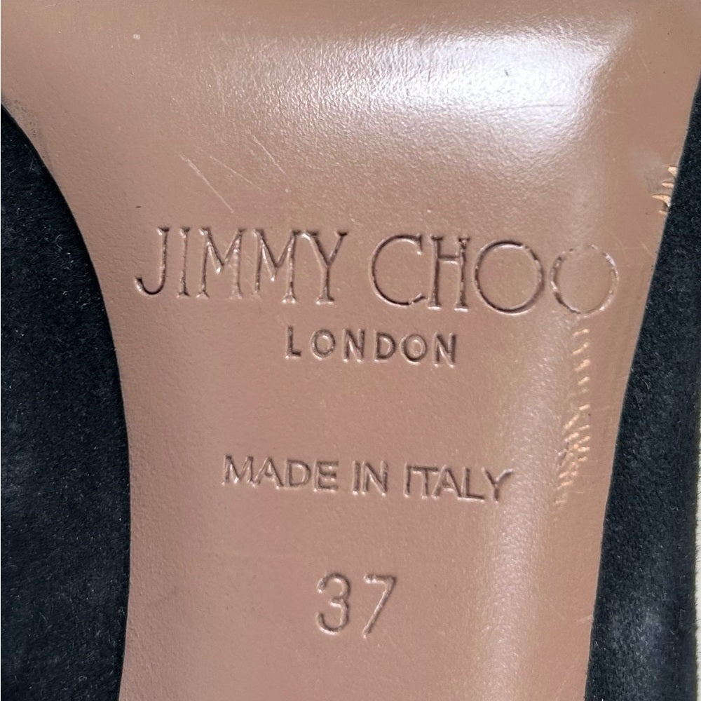 Jimmy Choo Jasmine Black Suede pump with crystals, size 37