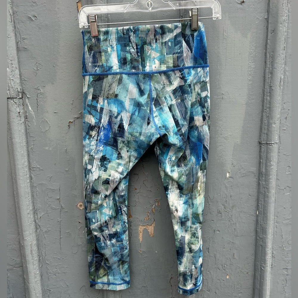 Lululemon Wunder Under Hi-Rise 7/8 Tight 25" Sun Dazed Multi Blue, size 6