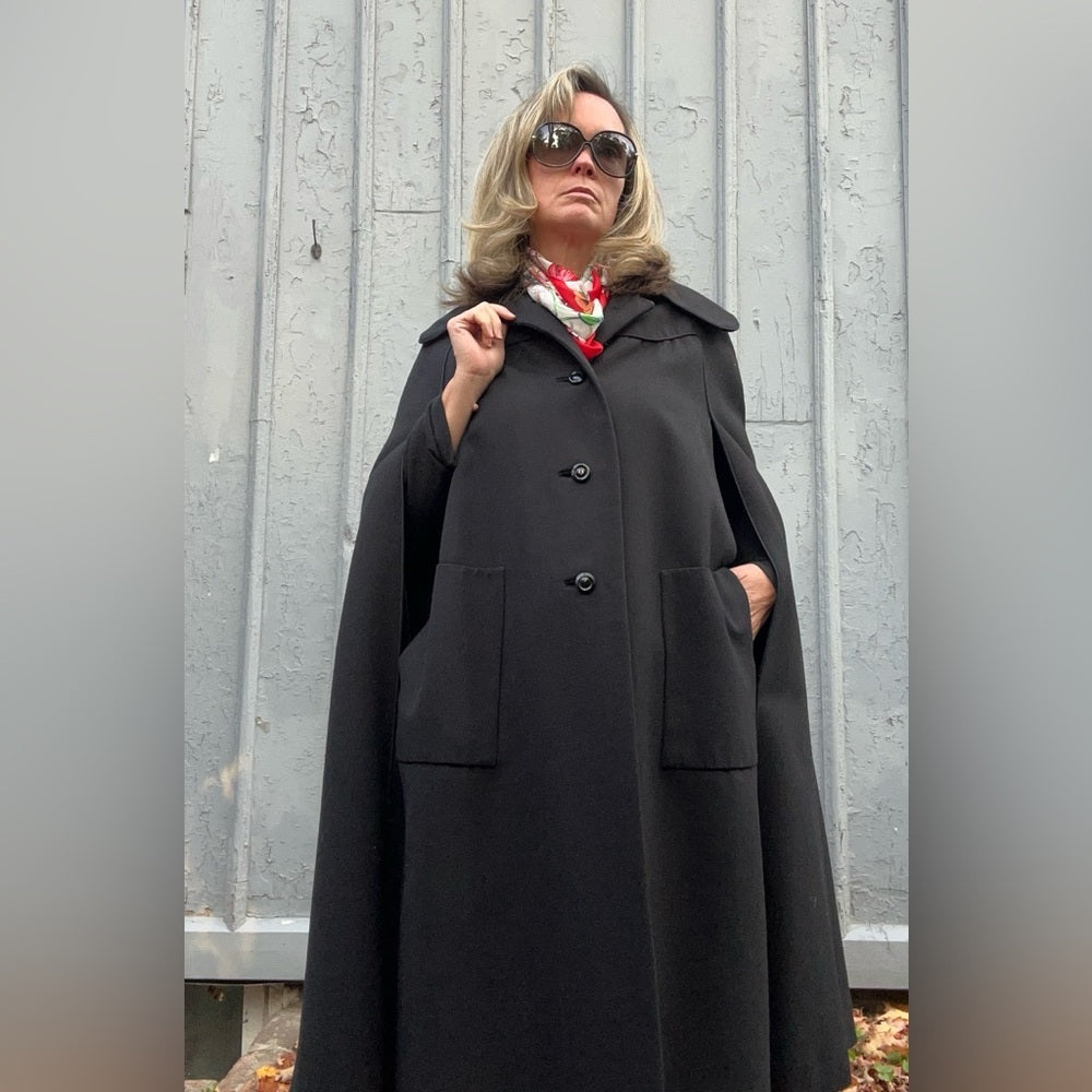 Vintage Canadian Wool Cape Coat, OS