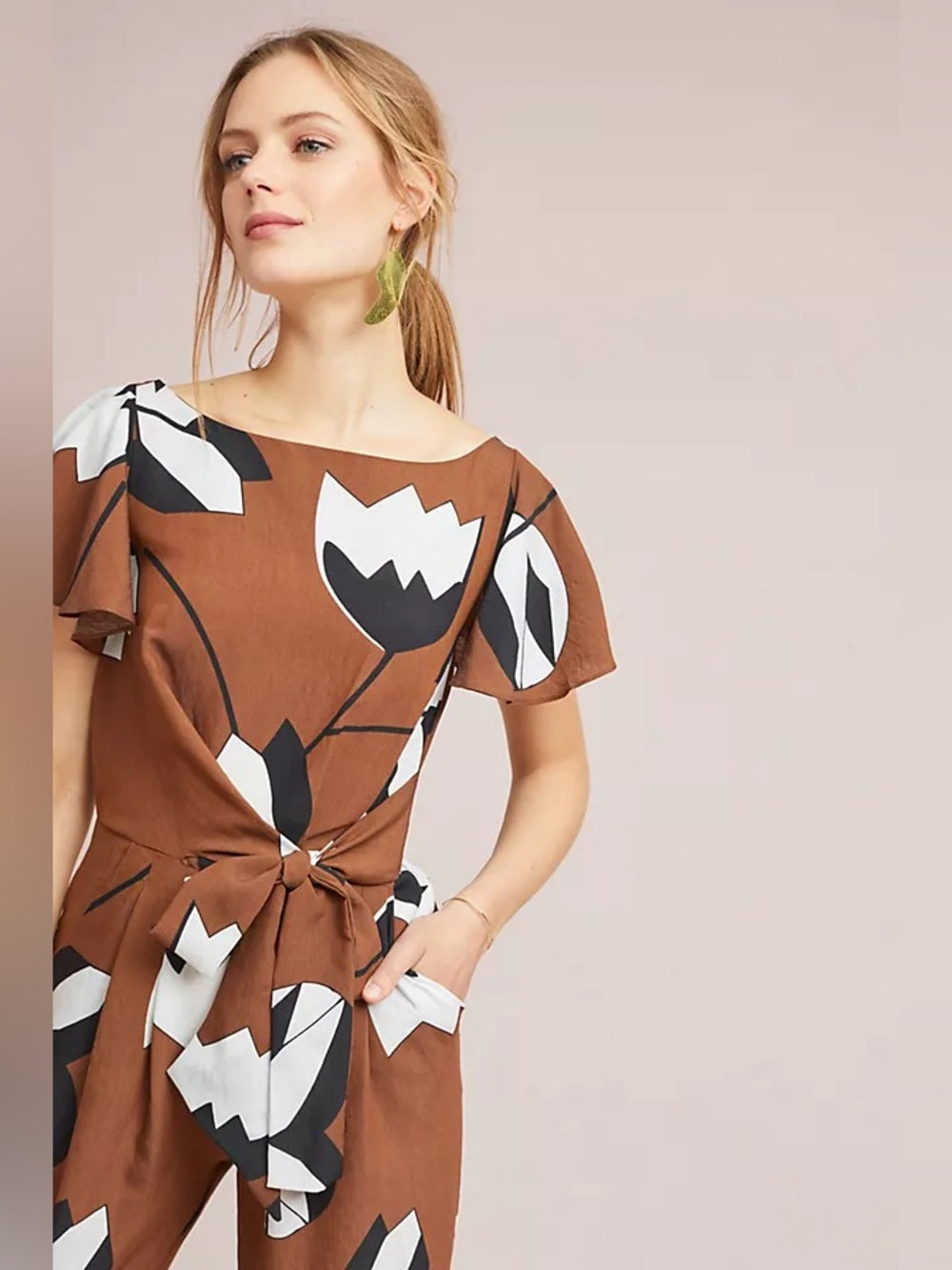 Anthropologie Eva Franco Brown Miranda Jumpsuit, BNWT, size 2